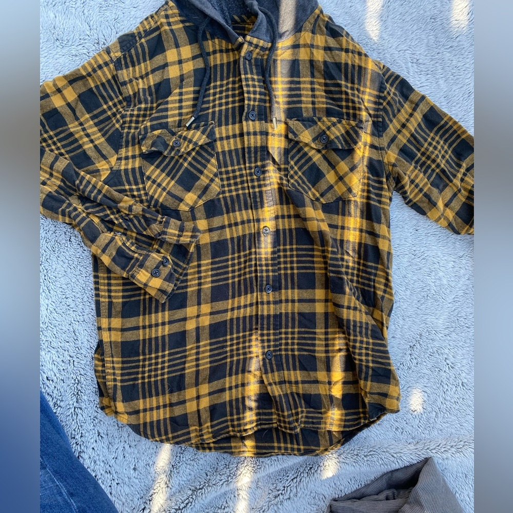 Urban Pipeline Black and Yellow Plaid Shirt